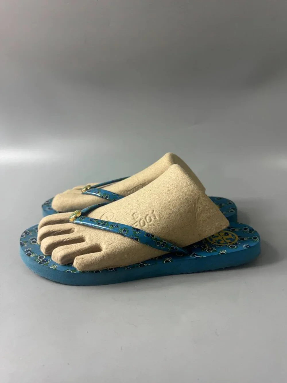 Tory Burch All Over Print Flip Flops in Blue